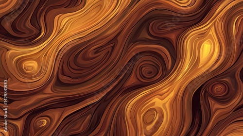 Obraz na płótnie Close-up of wooden surface with brown & yellow swirly pattern on top w salonie