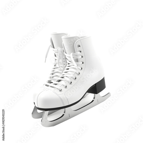 Sharp Ice Skates Ready For Winter. Blades Gleaming, Perfectly Isolated. Great For Sports, Recreation, And Cold Weather Designs. A Classic Image.