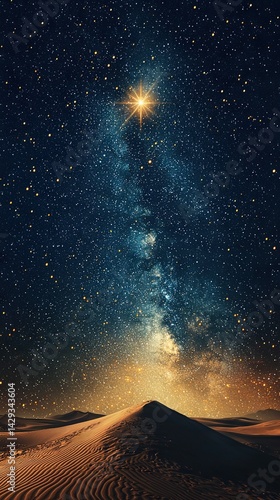 Obraz na płótnie A night sky filled with stars, illuminated by a radiant star at its center w salonie
