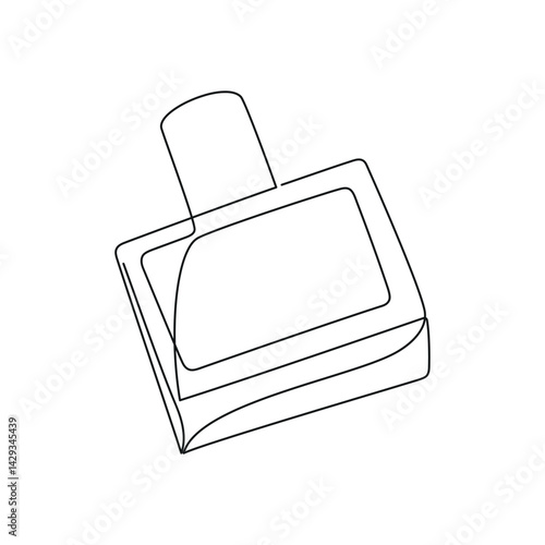 Hand drawn perfume bottle vector. One line continuous drawing. Linear silhouette, minimal icon, beauty fashion print, banner, card, wall art poster, brochure, doodle illustration, fragrance, spray