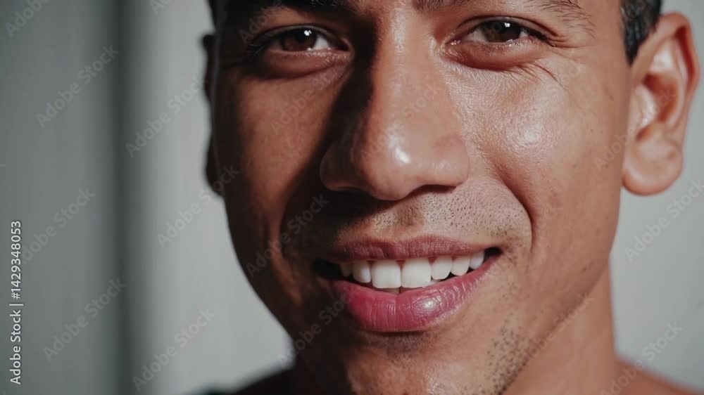 Joyful expressions of a smiling man in closeup motion sequence. Joyful expressions of a smiling man in closeup motion sequence.