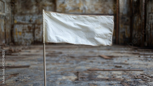 A person holds out a white flag into the air symbolizing surrender peace or the act of relinquishing control in a conflict a powerful gesture of humility resolution or emotional release

 photo