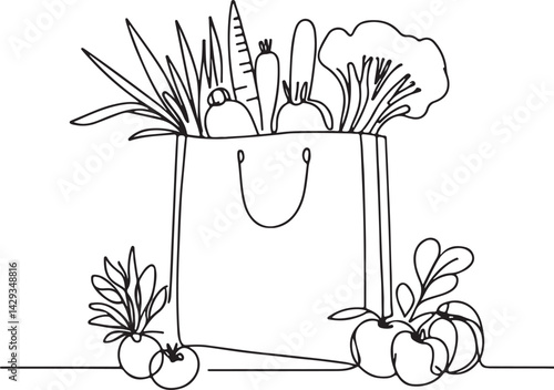 Healthy Food Paper Bag Drawing