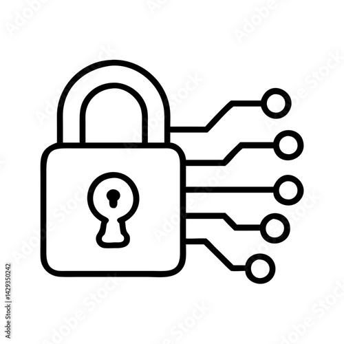 Digital security lock icon for cybersecurity data protection and network safety concept design