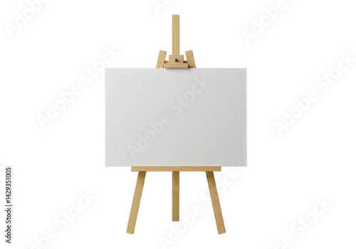 Blank canvas on wood easel — transparent background