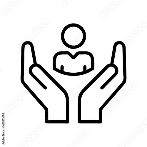 Human resources hr management employee care support hands holding person icon vector graphic
