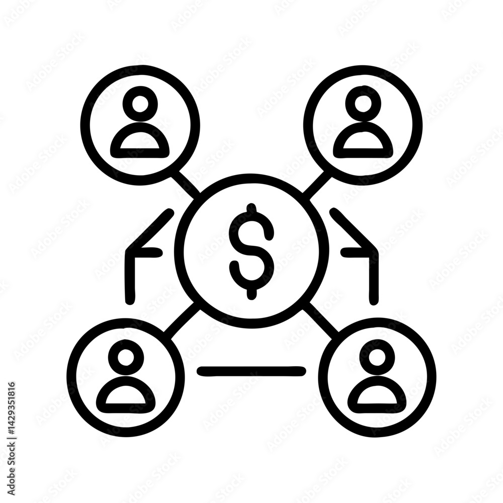 Crowdfunding network diagram for investment and financial growth with team collaboration concept Crowdfunding network diagram for investment and financial growth with team collaboration concept