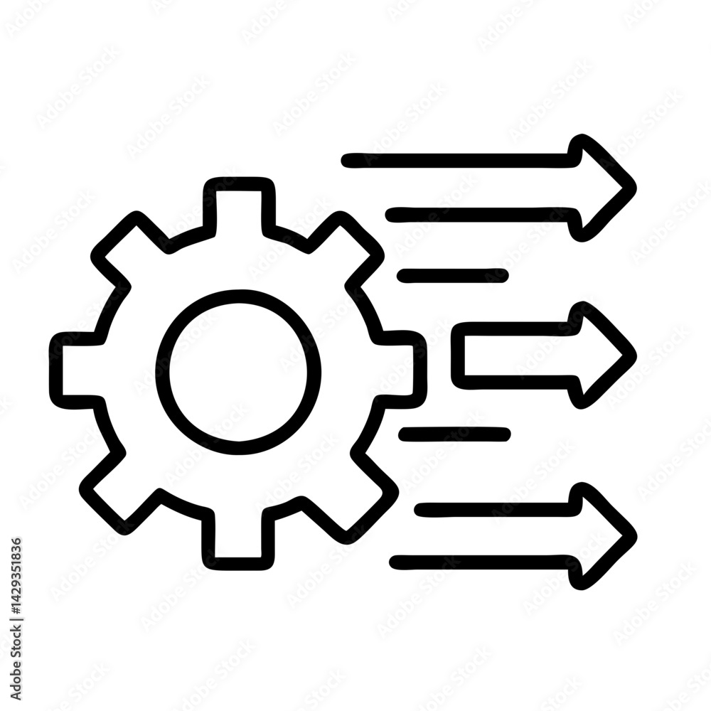 Gear mechanism with arrows concept for process automation and workflow optimization vector icon Gear mechanism with arrows concept for process automation and workflow optimization vector icon