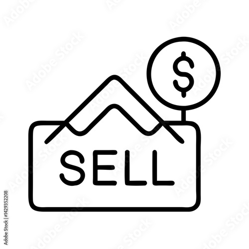 Sell sign with dollar coin icon vector illustration concept for selling and commerce business