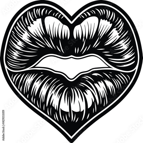 heart with a heart Lip Kiss, love emotion, intimate kiss, love and kiss, enchanting