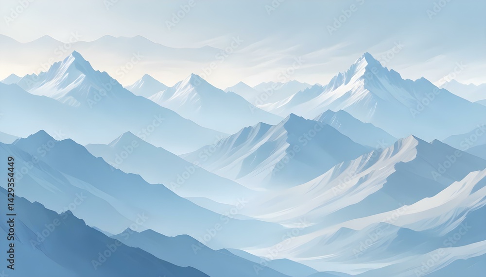 Majestic mountain range under a foggy, blue sky, offering a serene landscape view. Majestic mountain range under a foggy, blue sky, offering a serene landscape view.