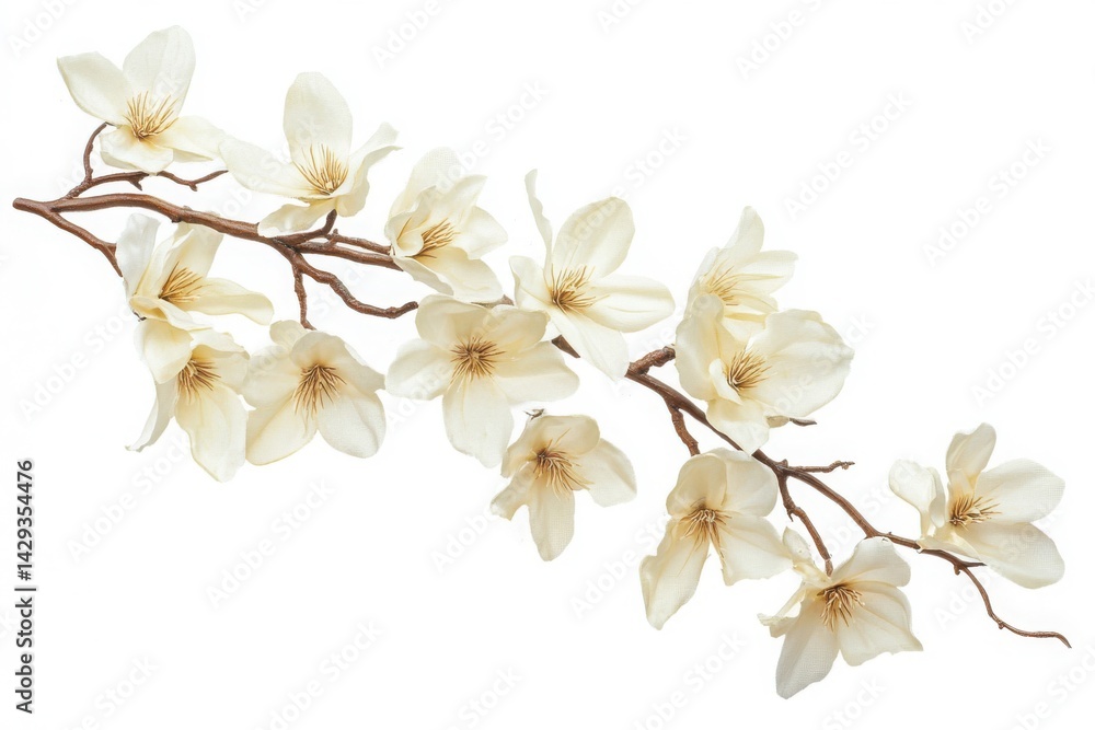 Obraz premium Magnolia blossom branch close up on white background