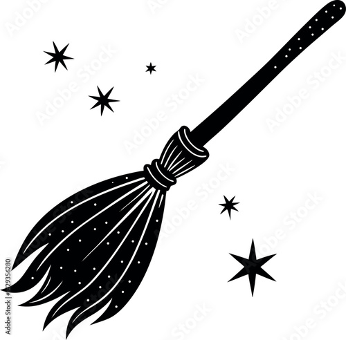 Halloween Broomstick With Sparkles