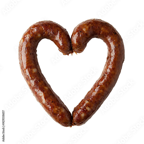 creative sausage heart arranged on white surface
