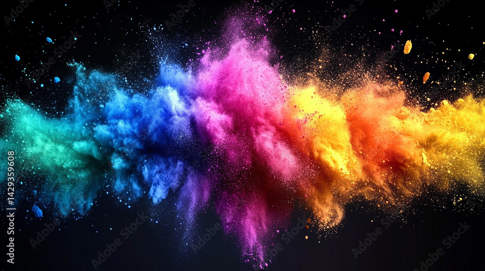 Vibrant multicolored powder bursts across an abstract backdrop symbolizing celebration diversity cultural unity and the joy of Holi ideal for festive banners and colorful design themes
Vibrant multicolored powder bursts across an abstract backdrop symbolizing celebration diversity cultural unity and the joy of Holi ideal for festive banners and colorful design themes