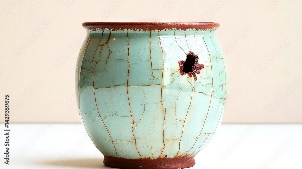 A close-up of a vase on a table with a white wall as the backdrop and a brown rim at the bottom