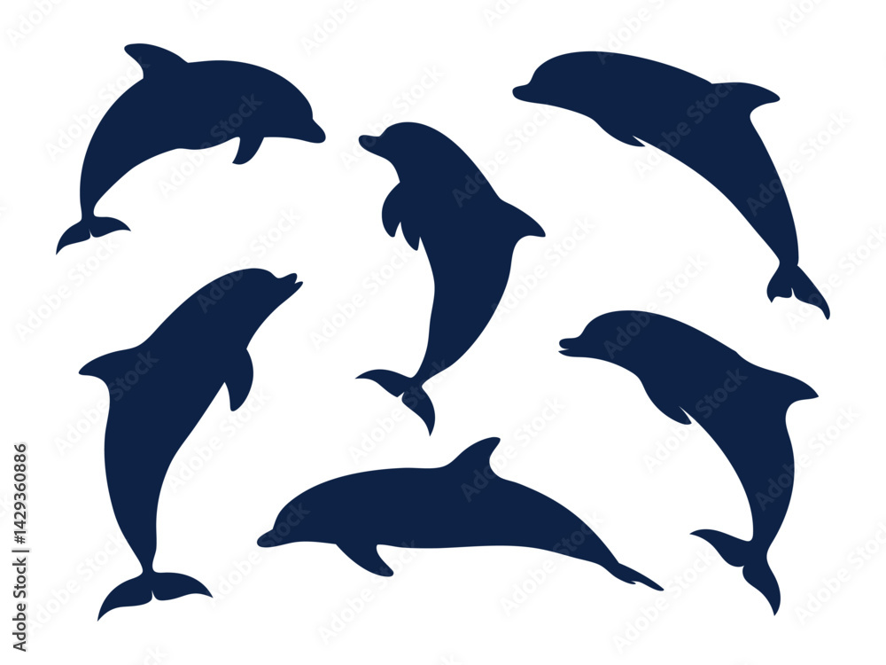 Obraz premium dolphin silhouette hand drawn vector art