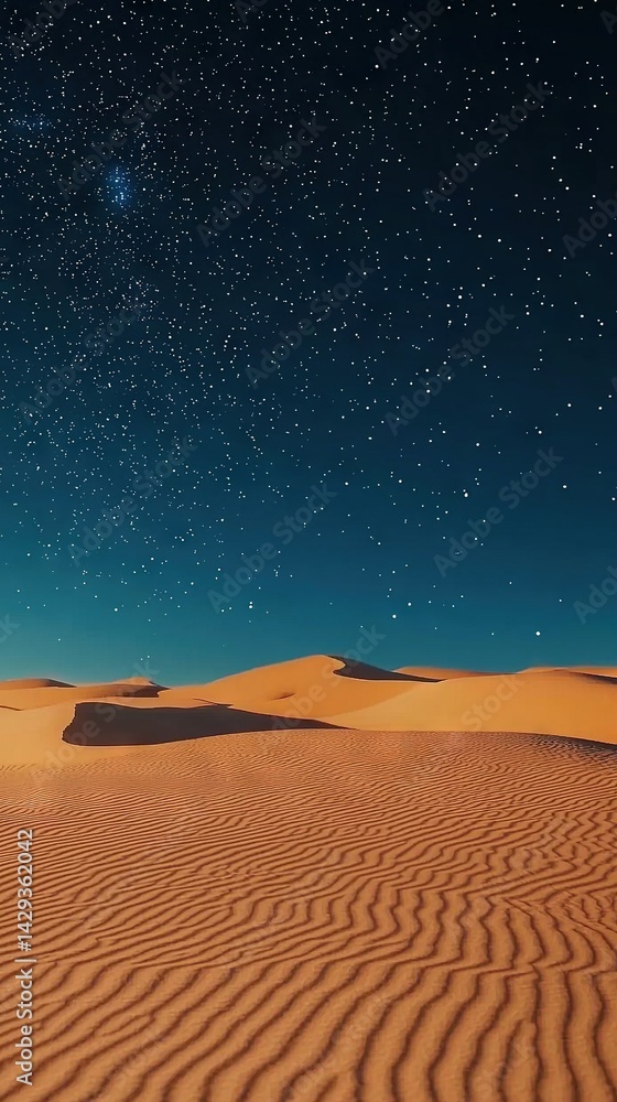 Naklejka premium A desert sky ablaze with stars, a stunning celestial tapestry overhead