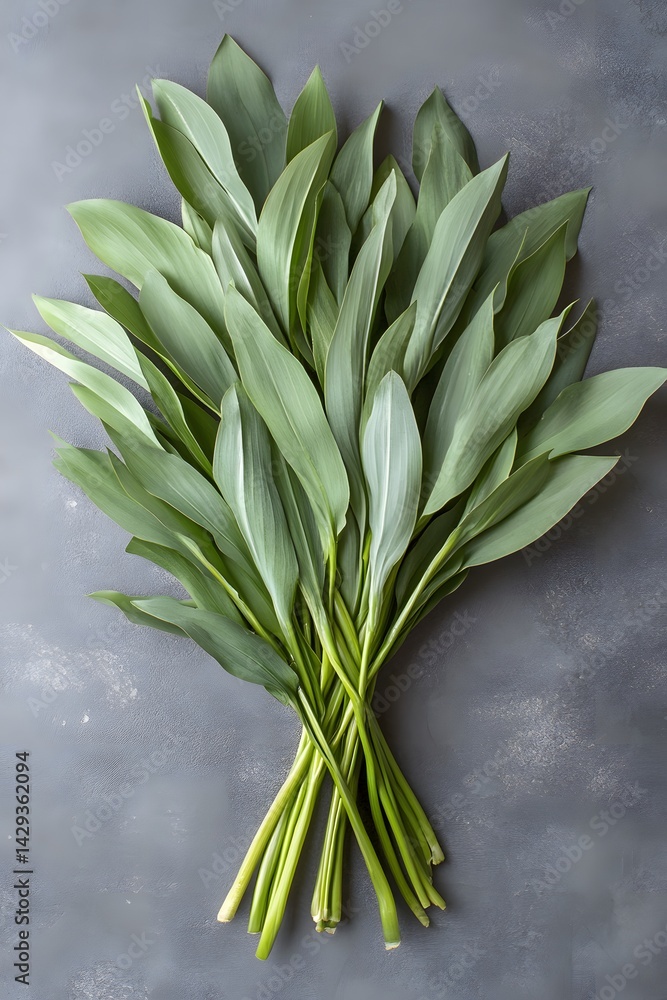 Obraz premium Vibrant Green Leaves Bouquet Flatlay Photography