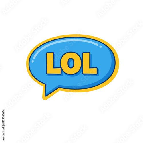 Vector-style image of a yellow dialogue cloud with 'LOL' text, playful and modern design