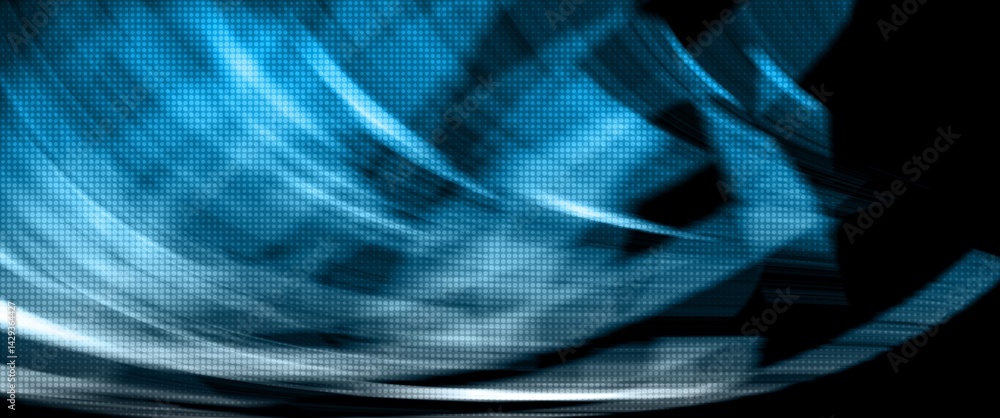 Naklejka premium blue and grey abstract wave with halftone texture