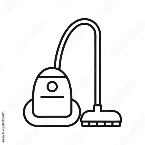 Vacuum Cleaner Outline Vector Illustration on White