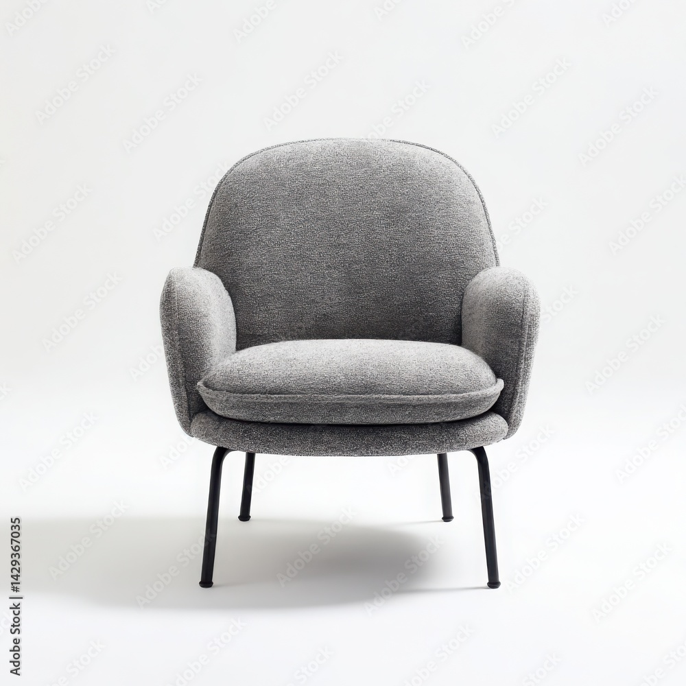 Naklejka premium Gray upholstered chair with legs on white background