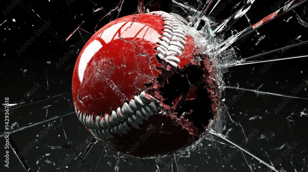 custom made wallpaper toronto digitalDynamic Capture of a Softball Shattering a Glass Window in Striking Red and Black Colors