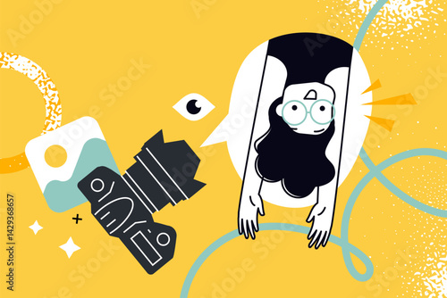 Creative illustration of social media, social network, gallery. Vector concept for web banner, social media banner, business promotion, marketing material. 