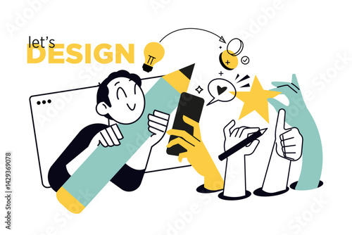 Lets design. Vector illustration for web banner, social media banner, business presentation, marketing material. 