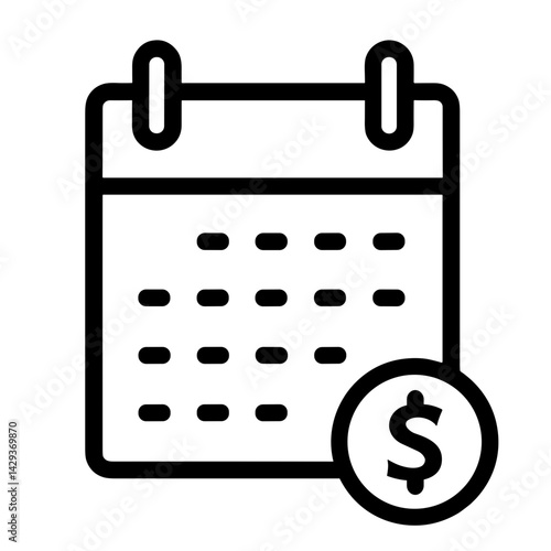 Calendar with dollar icon representing scheduled payment or billing date - concept of finance ecommerce billing invoicing transaction deadline plan