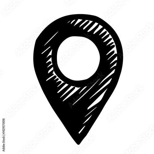 Sketch location pin icon representing address delivery or store locator - concept of map direction ecommerce logistics geo search navigation UI