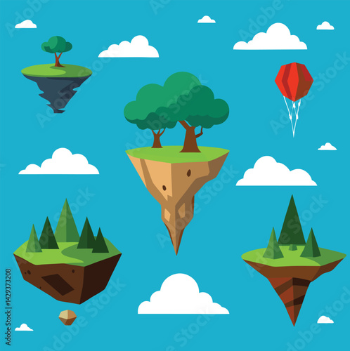 Silhouette Vector Tree Floating Island Nature Scenes 6 Surreal Landscape Silhouettes with Floating Islands, Trees, and Dreamlike Elements for Fantasy Art, Sublimation, and Creative Projects