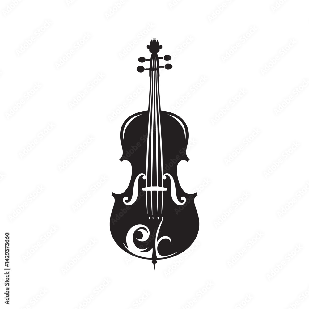 Obraz premium Soulful Strings: An Elegant Collection of Cello Vector Silhouettes Highlighting the Graceful Form, Deep Resonance, and Classical Beauty of This Timeless Bowed String Instrument