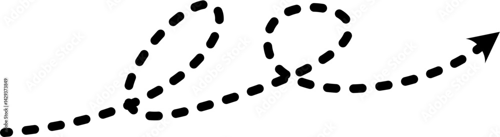 Dashed dotted line arrow vector for use in infographics, presentations, flowcharts, and process guides. Minimalist and versatile element for visual storytelling. Dashed dotted line arrow vector for use in infographics, presentations, flowcharts, and process guides. Minimalist and versatile element for visual storytelling.