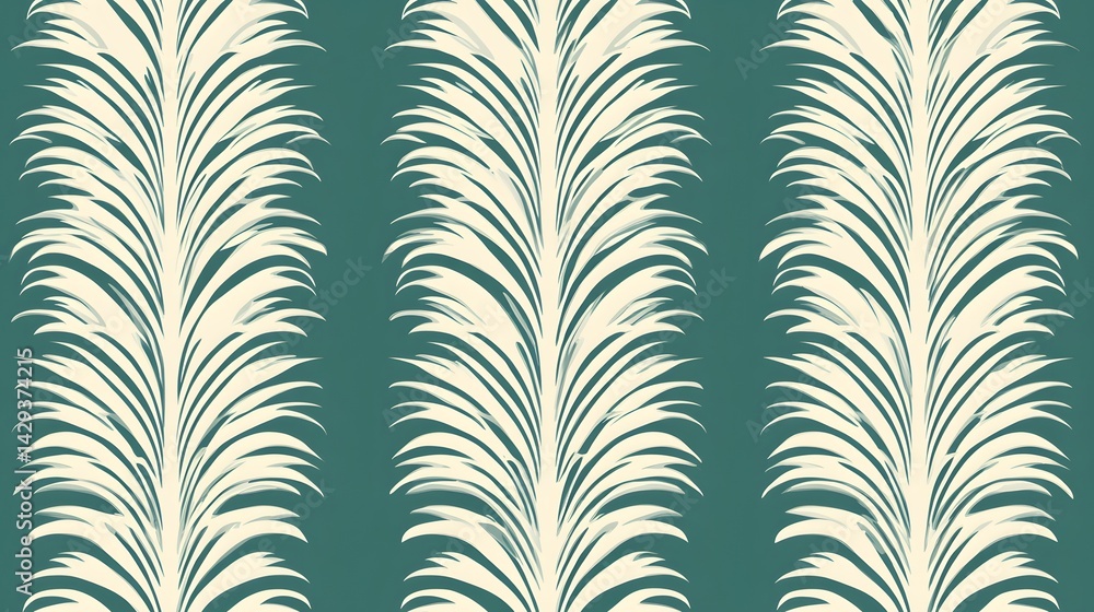 Elegant Teal and Cream Abstract Feather Pattern Seamless Texture Elegant Teal and Cream Abstract Feather Pattern Seamless Texture