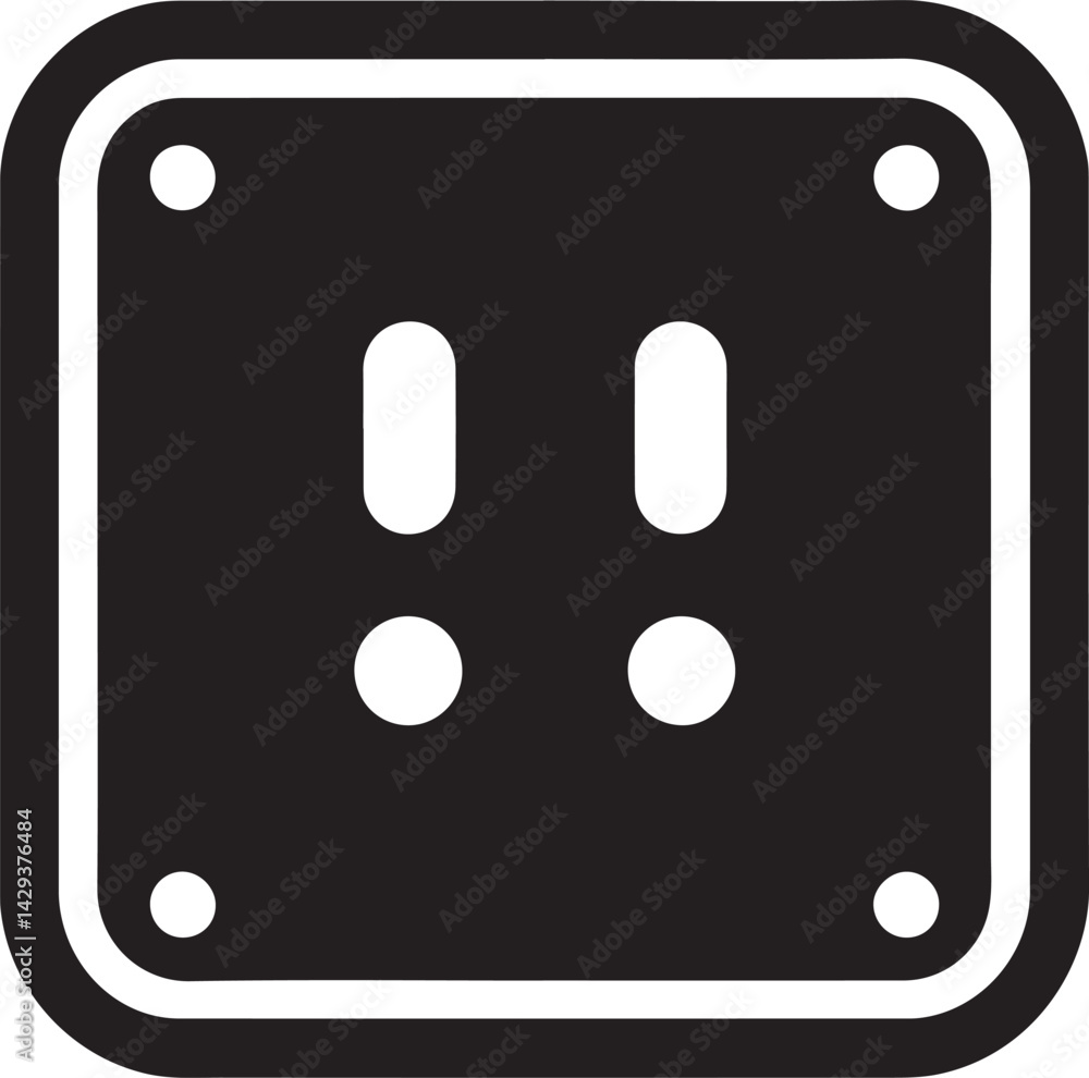 Silhouette vector EPS icon of an electrical socket, ideal for electrical systems, power supply, and home or office wiring design projects. Silhouette vector EPS icon of an electrical socket, ideal for electrical systems, power supply, and home or office wiring design projects.