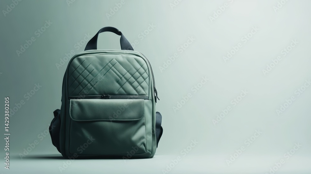 Stylish green backpack with sharp graphic lines, minimalist design, and reflective accents, isolate on white background Stylish green backpack with sharp graphic lines, minimalist design, and reflective accents, isolate on white background