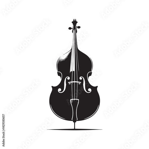 Resonant Depth: A Dynamic Collection of Double Bass Vector Silhouettes Celebrating the Powerful Sound, Elegant Shape, and Rich History of This Iconic Orchestral String Instrument.