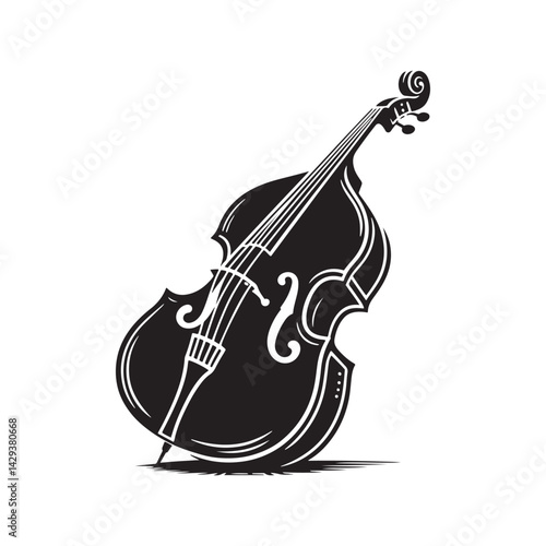 Resonant Depth: A Dynamic Collection of Double Bass Vector Silhouettes Celebrating the Powerful Sound, Elegant Shape, and Rich History of This Iconic Orchestral String Instrument.