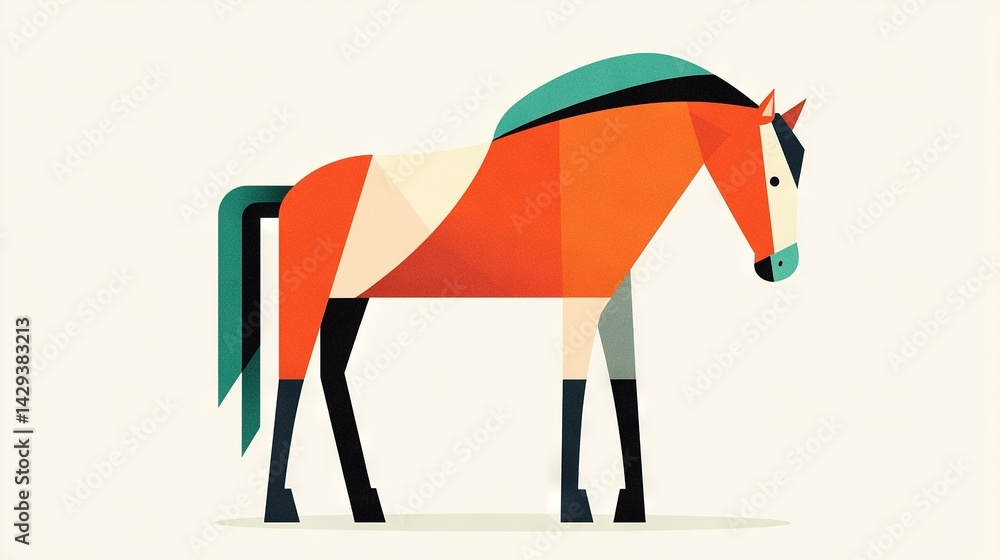 Obraz premium A colorful paper horse stands in the center of the image