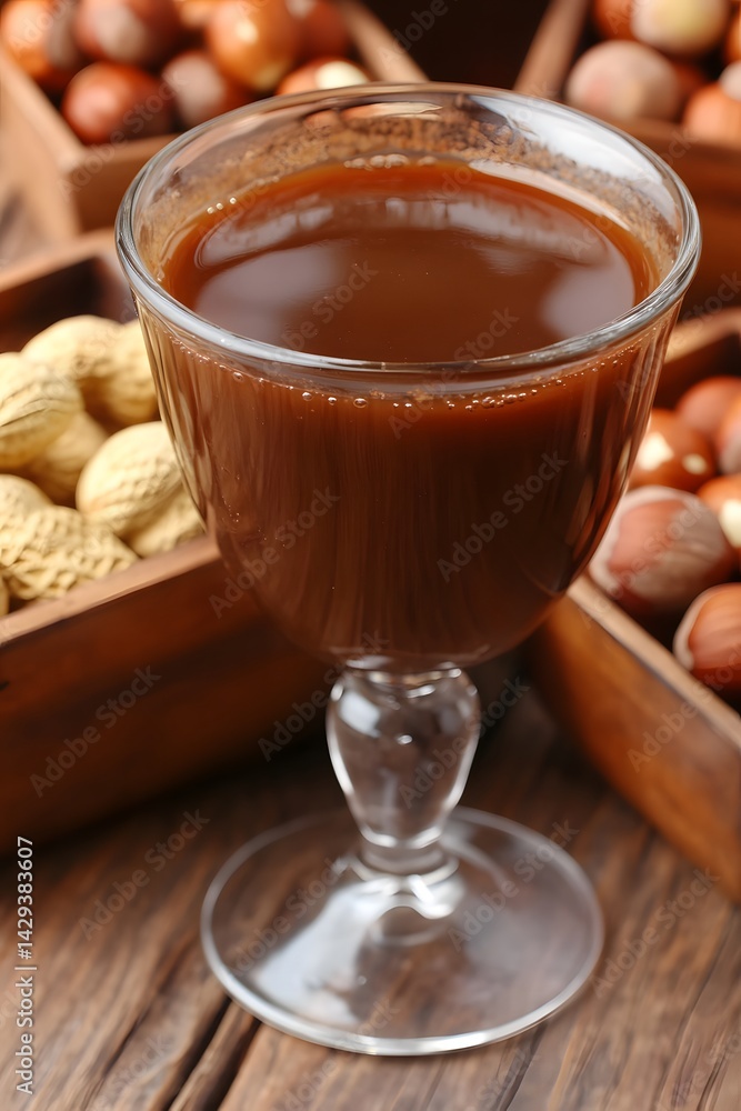 Delicious Hazelnut and Peanut Beverage in Glass Delicious Hazelnut and Peanut Beverage in Glass
