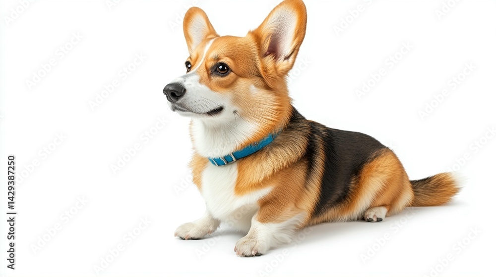 Obraz premium Adorable corgi dog closeup pet portrait for social media and websites
