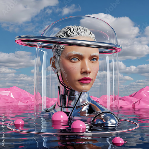 merging surrealism with cyber-inspired elements like metallic details, prosthetic-like designs, and futuristic beauty trends.