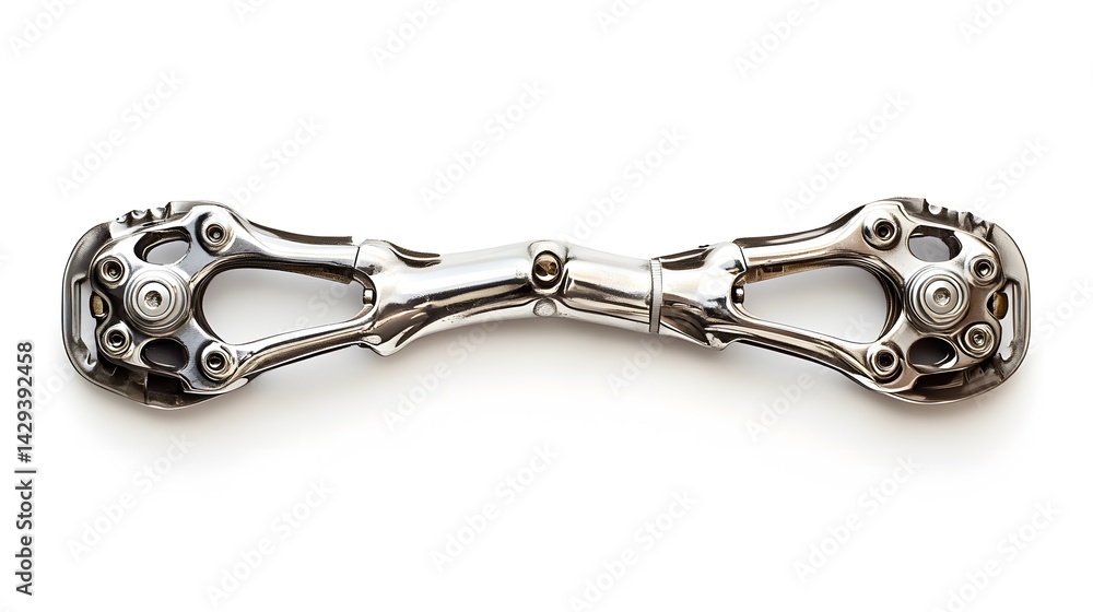 Chrome Robotic Joint with White Background. Chrome Robotic Joint with White Background.