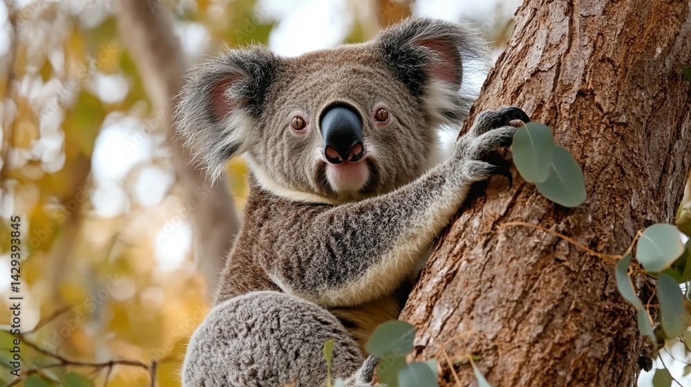 Obraz premium Adorable koala closeup wildlife photography soft fur alert expression