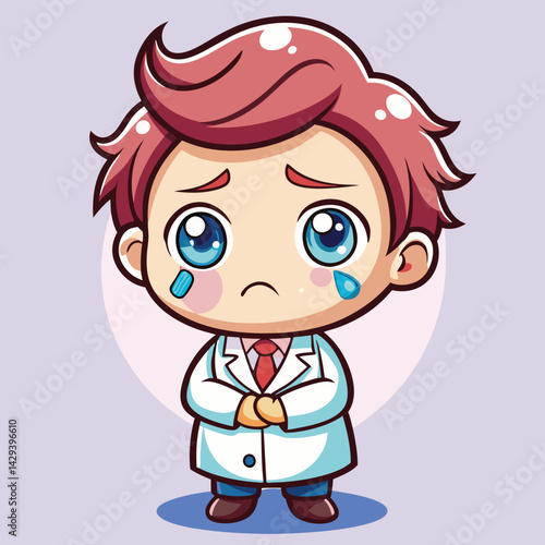 Sad cartoon doctor