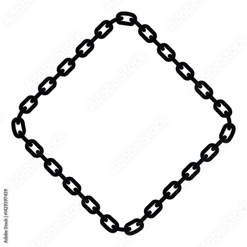 Abstract chain Square frame. Black Square frames with chains patterns isolated transparent background