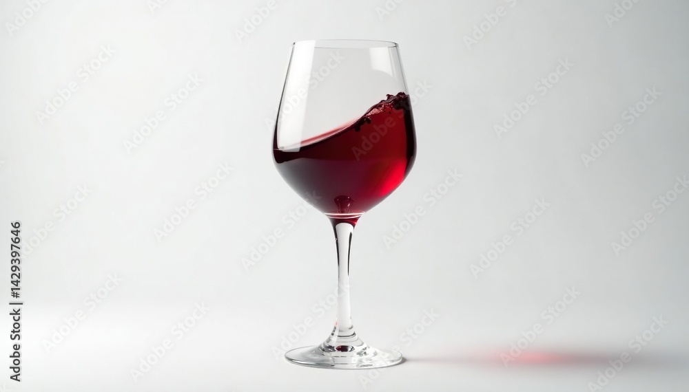 Rich red wine in elegant glass, clean white backdrop, red, elegant Rich red wine in elegant glass, clean white backdrop, red, elegant