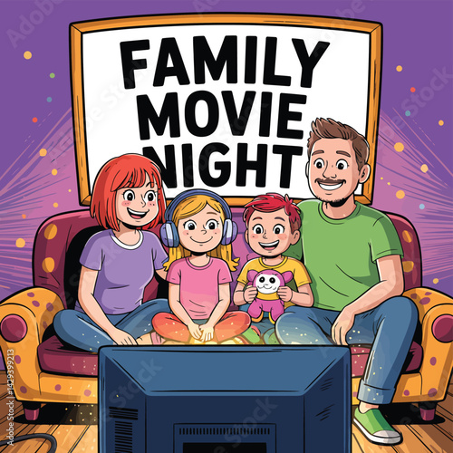 family watching tv together